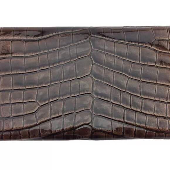VERSACE Long Wallet Croco Style Authentic Used - Picture 2 of 7